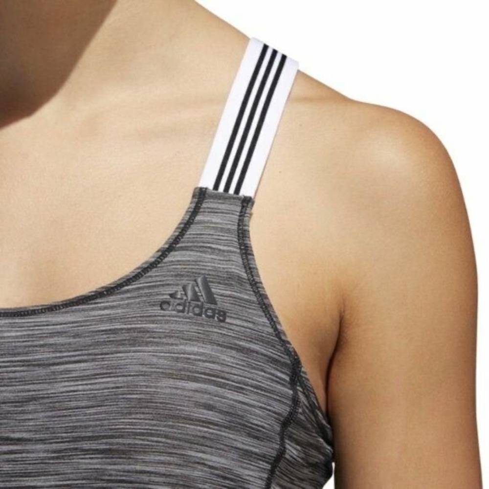 Adidas gray marbled elastic straps criss cross back workout gym tank top sz S - Picture 6 of 10